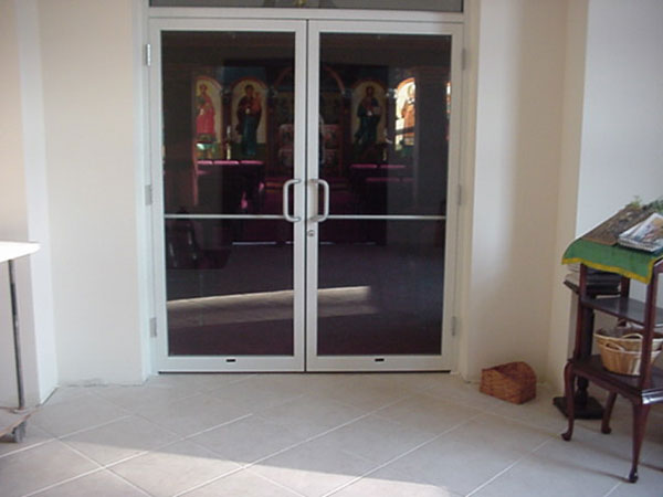 New Glass Doors Seperating The Vestibule from the Sanctuary